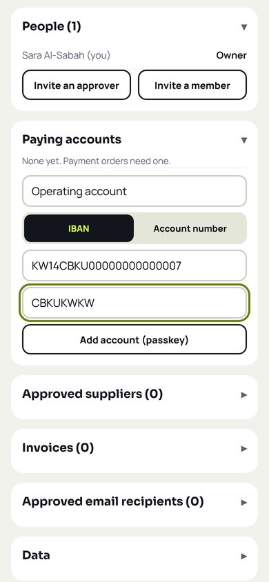 Add a paying account